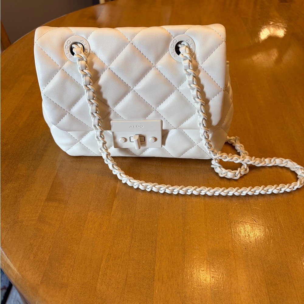 Aldo White Quilted Shoulder Bag